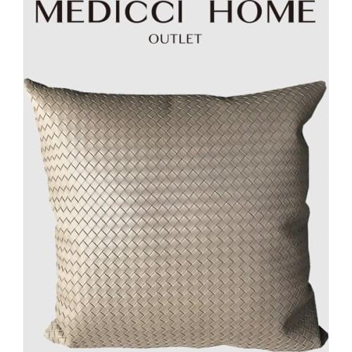 Medicci Home Woven Leather Pillow Covers Mid Centure Modern Style Khaki Luxurious Knitted Cushion Case 45x45 cm Free Shipping