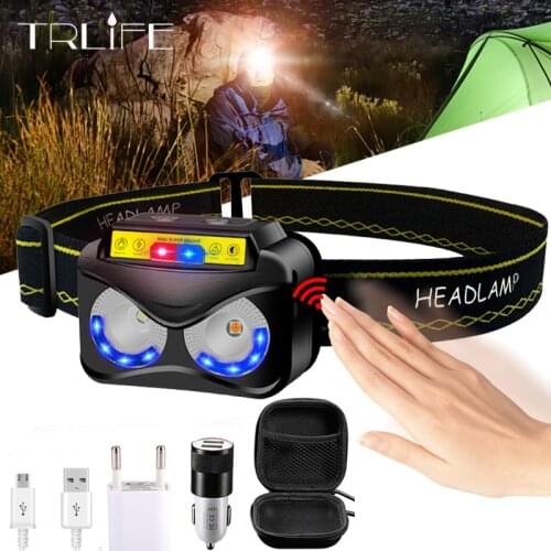 Multifunction Sensor LED Headlight Portable Lantern Q5+COB Headlamp Body Motion Camping Headlight Hiking Fishing Warning Light