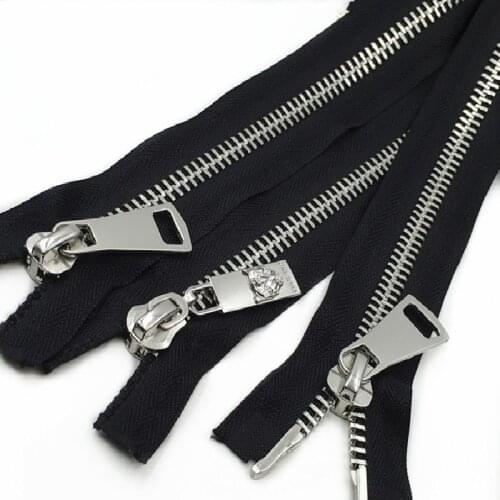 1 piece 80cm 100m 120cm 10# metal zipper for sewing two way double sliders for jacket coat zipper repair black