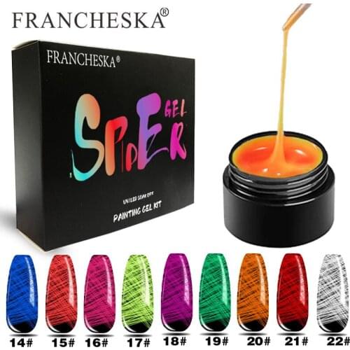 FRANCHESKA Nail Gel Set Nail Art Stretch Drawing Glue Strong Stretch Luminous Spider Nail Polish UV Spider Gel Manicure TSLM2