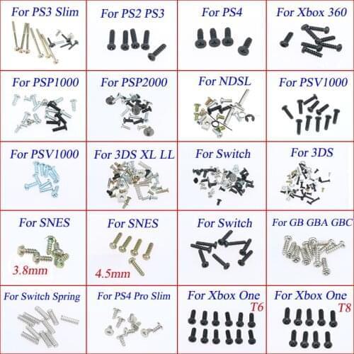 Screw Kit For NDSL 3DS XL LL For Switch Spring For SNES 3.8mm 4.5mm For Xbox One T6 T8 Screws replacement Part