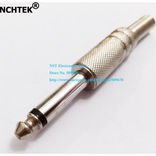 NCHTEK 6.3mm Mono Male Metal plug Audio Spring Cable Connectors/Free shipping/100PCS