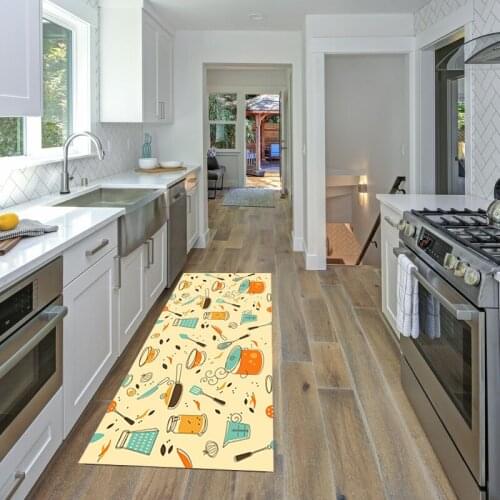 Anti-Slip Polyester Kitchen Carpet Home Floor Mat For Living Room Entrance Wrinkle-Resistant Door Rug Kitchen Mat Home Decor