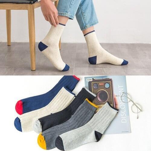 1 Pair Random Autumn Winter New Men Cotton Crew Socks for Male Patchwork Colors Classic Business Mens Socks Dress Socks Man