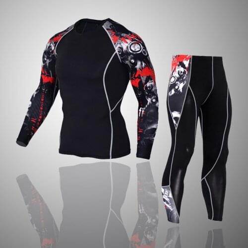 New men and women jogging thermal underwear base layer Compression sportswear MMA rashgard kit 2 piece Gym T-shirt jogging suits