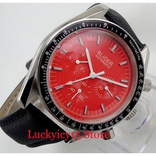 New Arrival Automatic Mens Watch With Date Week Function Polished Case Leather Strap 40mm Wristwach