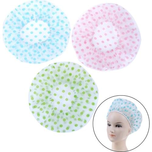 Shower Cap Thicken Elastic Bath Hat Bathing Cap for Women Hair Salon Dot Waterproof Bathroom Products Bathroom Accessories