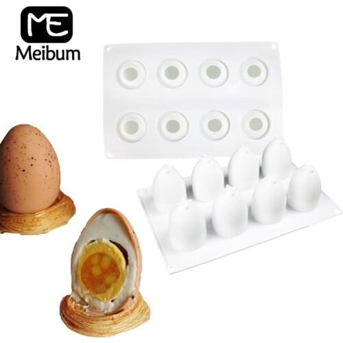 Meibum 8 Cavity 3D Easter Egg Shape Silicone Cake Mold Chocolate Cupcake Mould French Dessert Truffle Mousse Decorating Tools