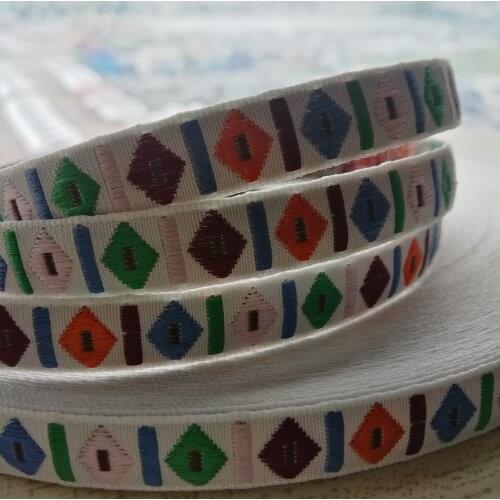 1.2cm 12mm 1/2' Quality Strong White Colorful Green Cotton Rhombus Narrow Bedding Trim Curtain Laciness Jacquard Ribbon Webbing
