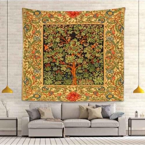 Trippy Art Tapestry Tree of Life Bohemia Flower Art Wall Hanging Tapestries for Living Room Home Dorm Decor Banner