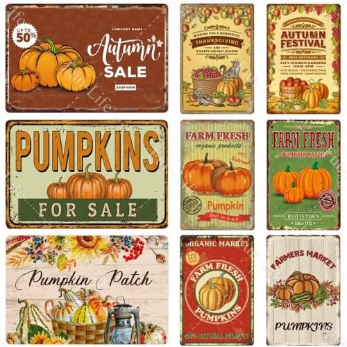 Pumpkin Metal Signs Vintage Poster Tin Sign Plate Merry Christmas Retro Plaque Tinplate Cafe Bar Pub Home Christmas Decor Gift