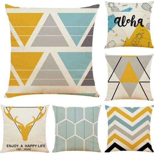 Home Decoration Geometric Pillow Cushion Cover Simplicity Yellow Geometry Decorative PillowCase