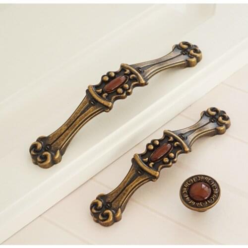 3.75" 5"Coffee Vintage Copper Drawer Handles Zinc Alloy Door Knobs Retro Style Furniture Cupboard Pulls Handle 96 128mm Hardware