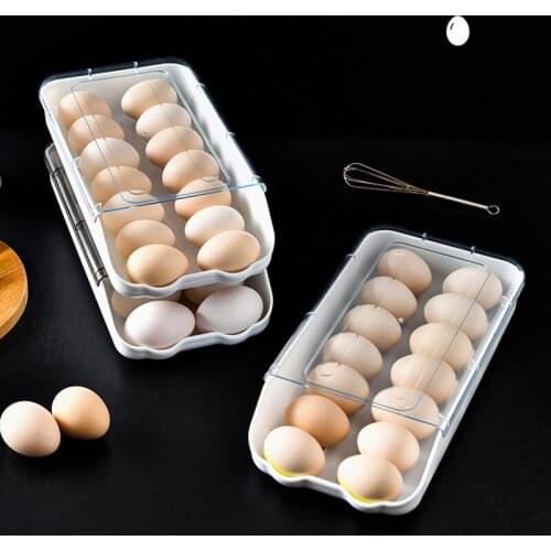 Kitchen Egg Storage Box Drawer-Type Refrigerator Storage Box Plastic Transparent Egg Protect Storage Container Egg Organizer