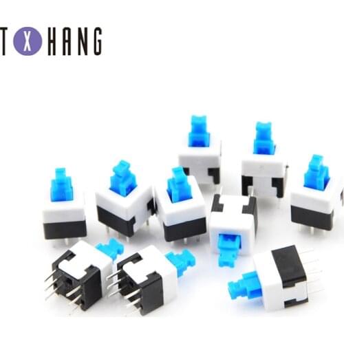 10PCS 6-Pin Push Tactile Switch 7x7/8x8mm Cap On-Off DIP no lock/Self-locking