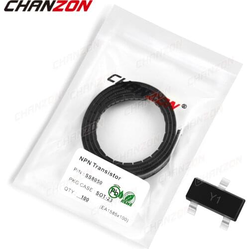 100Pcs SS8050 SOT-23 SMD NPN Transistor Bipolar Junction BJT Triode Tube Fets 1.5A 25V SOT23 Mark Y1 Single Integrated Circuits