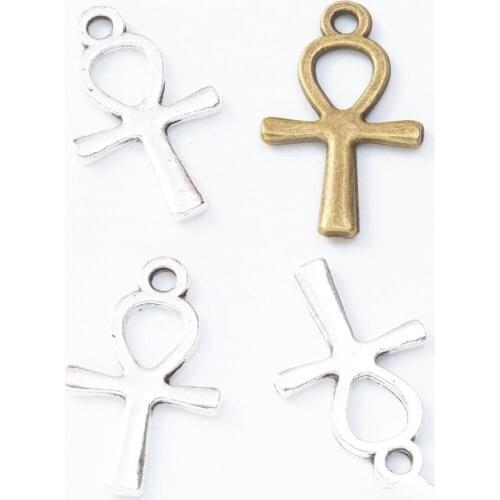200pcs 13*20MM Antique silver color cross ankh charms vintage metal pendants for bracelet earring necklace diy jewelry making
