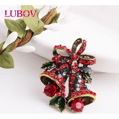 2018 Christmas Theme Colorful Brooch Tree Jingle Bell Deer Sledge Knot Bow Design Rhinestone Brooch Pin Christmas Gift Hot Sale