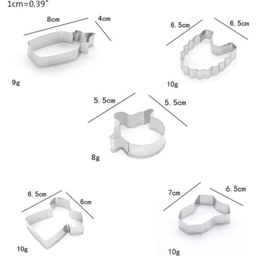 5Pcs Baby Shower Cookie Cutters Stainless Steel Bib Feeding Bottle Biscuit Mold R7RC