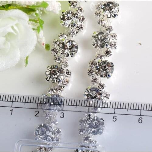 5 Yards High Quality Free Shipping Competitive Price Clear Crystal DIY Zigzag Rhinestone Trim Chain 1cm