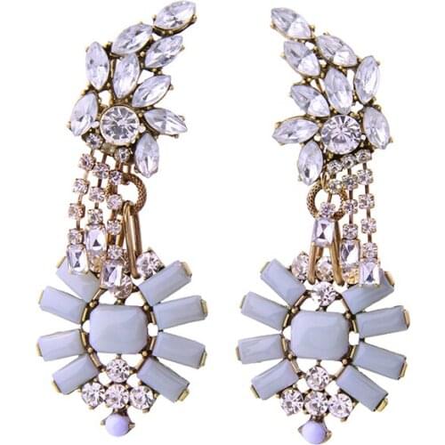 Antique Gold Color Removable Charming Crystal Earring Pierced Europe Women Fashion Dangle Earring