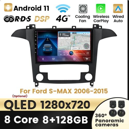 IPS HD 1280*720 Android 11 Car GPS Navigation DVD Multimedia Player For Ford S-MAX S MAX 1 2006-2015 WIFI AV Output Carplay AUTO