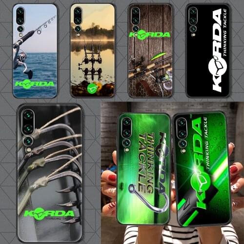 Korda Fishing Tackle Phone case For Huawei P Mate P10 P20 P30 P40 10 20 Smart Z Pro Lite 2019 black luxury cell cover silicone