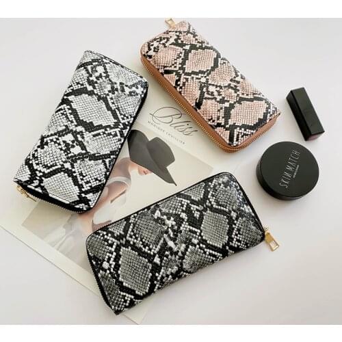 Long Womens Wallet Snakeskin Pattern Coin Purse Card Holder Wallets Female Leather Clutch Money Bag Pu Leather Wallet Purse