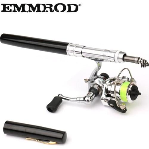 EMMROD 2018 New Spinning Pen Fishing Rod Telescopic 1M 1.4M 7 Colors With 1 metal wheel Childrens gifts Free Shipping