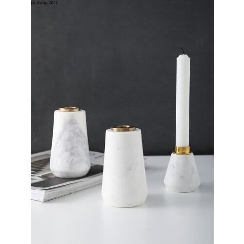 European Natural Marble Candlestick Gold-plated Decoration Home Dinner Aromatherapy Candle Candlestick Decoration Home Ornaments