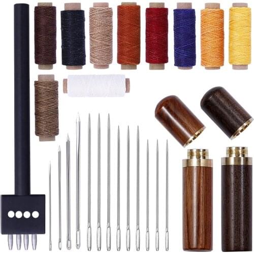 LMDZ 4mm Teeth Row Punching Black 4 Teeth Hand Sewing Needle Multicolor Leather Wax Thread Leather Sewing Suit