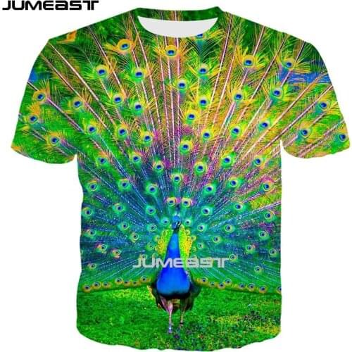 Jumeast Brand Men/Women 3D Printed T-Shirt Animal Peacock Short Sleeve T Shirt Sport Pullover Tops Tees