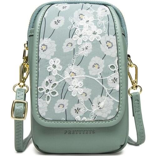 New ladies wallet small fresh flower zipper large capacity shoulder bag messenger mobile phone bag women