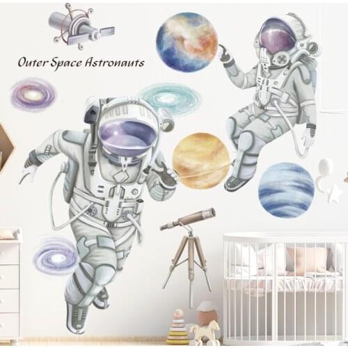 Outer space astronaut DIY Wall Stickers Kindergarten Bedroom Kids room Eco-friendly Wall Decals Art Home Decor Vinyl Murals