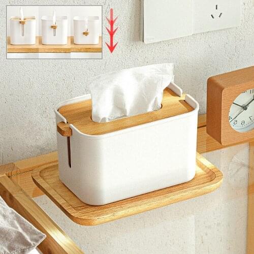 Creative Desktop Tissue Box Household Living Room Bamboo Lift Tissue Pumping Box