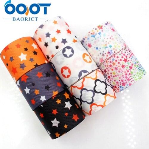 OOOT BAORJCT 1781713 38mm 10yards Star Ribbons Thermal transfer Printed grosgrain Wedding Accessories DIY handmade material