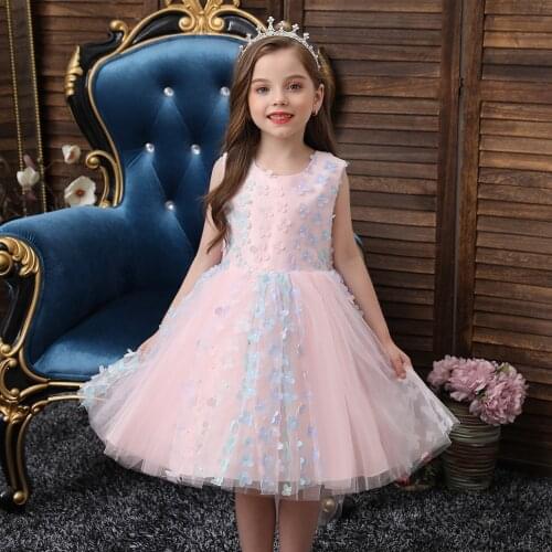 Summer hot-selling childrens wedding dress, pettiskirt, three-dimensional flower, childrens catwalk evening dress