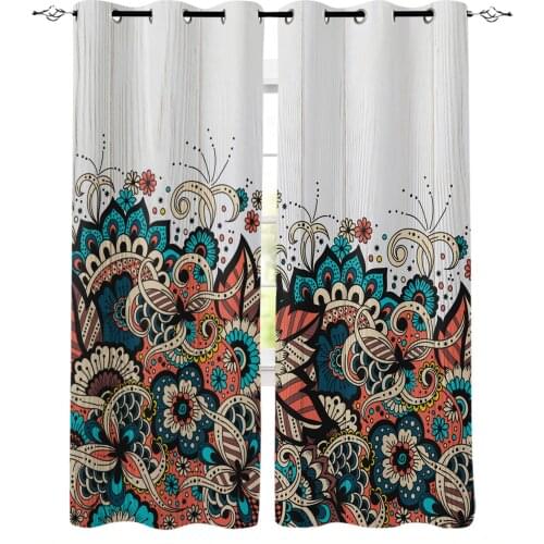 Mandala Flower Wood Grain Curtains for Childrens Bedroom The Living Room Kids Window Treatments for Kitchen Drapes