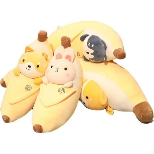 Cute Banana Pig Rabbit Penguin Dog Cat Plush Toy Stuffed Animal plush Doll Simulation Girl Sleeping fruit Pillow Birthday Gift