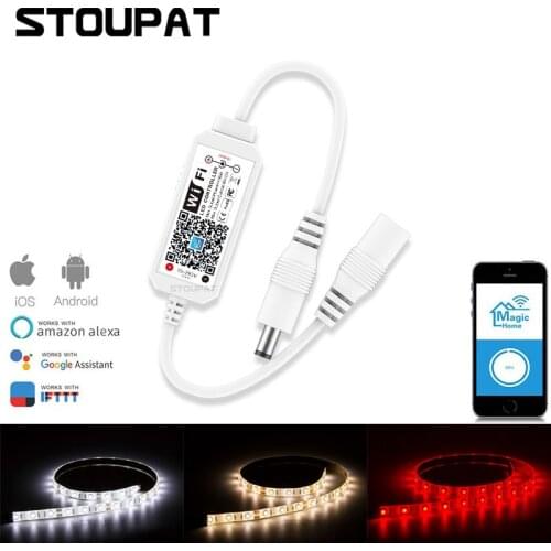 Mini Single Color LED Strip Light Wifi Controller for 2835 5050 LED Dimmer Smart Phone App Switch Tape Lights Voice Control