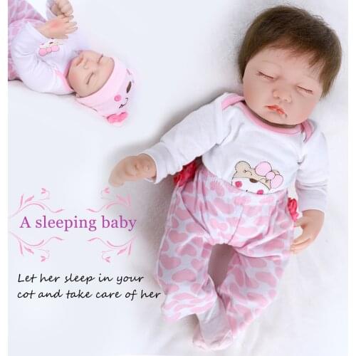 Eyes Closed Soft Silicone 55 Cm 22 Inch Reborn Doll Cloth Body Simulation Sleeping Baby Holiday Gift Kid Sleep Toy