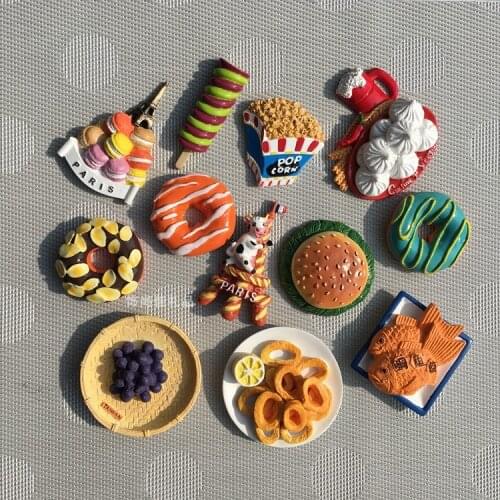 French bread refrigerator sticker donut popcorn ice cream simulation food resin refrigerator sticker magnet