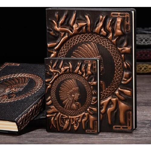New Creative Handmade Embossed Retro Notebook Indian A5a6 Pu Notepad Handmade Diary Collection Of School Office Gifts