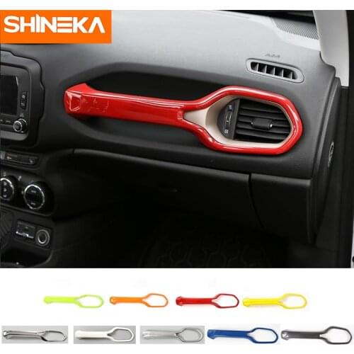 SHINEKA Car Interior Dashboard Panel Copilot Grab Handle Decorative Cover Trim Frame stickers for Jeep Renegade 2015