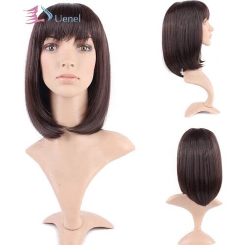 Uenel Synthetic Wigs Short Fluffy Hair Curly Wig with Bang for Girls Heat Cosplay Wig for Halloween Party Anime Costume 15"