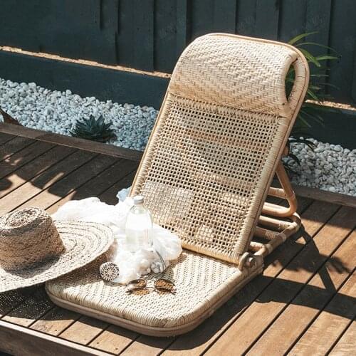 Rattan beach chair Handmade rattan folding beach chair with backrest portable multifunctional leisure chair