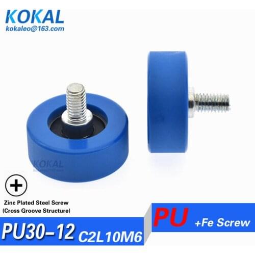 [PU30*12-M6]10PCS/lot M6 zinc plated screw shaft PU low niose machine ball bearing wheel outer diameter 30mm PU62630-12C2L10M6