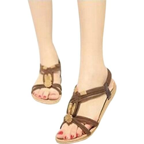 Woman Sandals 2021 Summer Woman Shoes Flip Flops Woman Beach Shoes Gladiator Beads Sandals Lady Low Heel Sandals Footwear