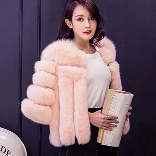 Savabien Women Faux Fur Coat Fluffy Jacket 2019 Fashion Cropped Furry Thick Warm Oversized Fake Fur Coats Casual Office Overcoat