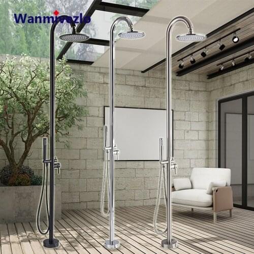 Outdoor Rainfall Shower Faucet Floor Standing Bathroom Bath Tub Mixer Tap Single Handle Heighten Bath Shower Faucets New Arrival